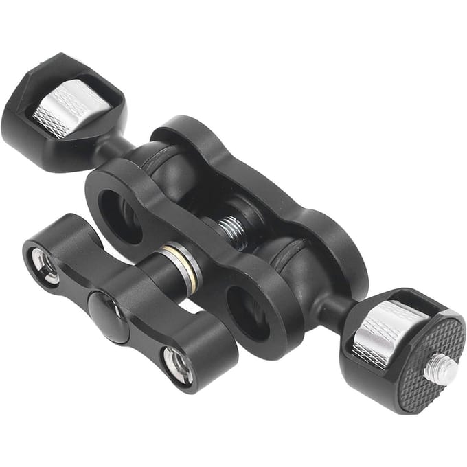 14in 360 Graden Draaibaar Dubbel Kogelhoofd Aluminiumlegering Camera Multifunctionele Dubbel Kogelhoofd Arm black