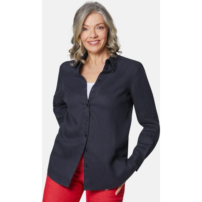 Goldner Linnen blouse Comfortabele damesblouse voor zakelijk gebruik