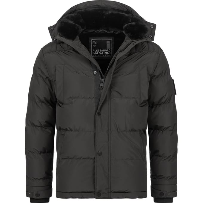 Alessandro Salvarini heren winterjas AS-326 met teddyvoering en afneembare capuchon