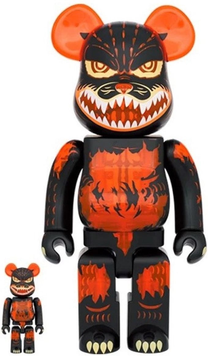400% & 100% Bearbrick set - Melting Godzilla (Clear Orange)