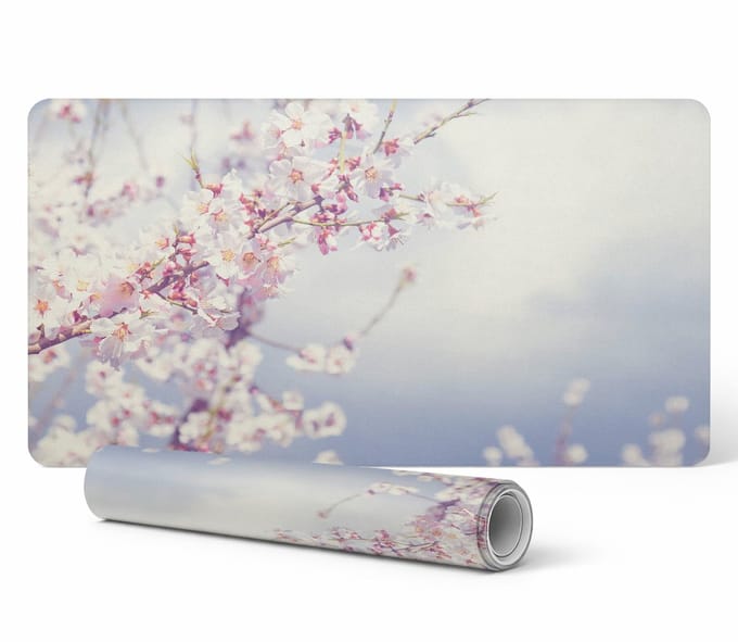 Duurzame antislip bureauonderlegger met lentebloemen, 90x45 cm