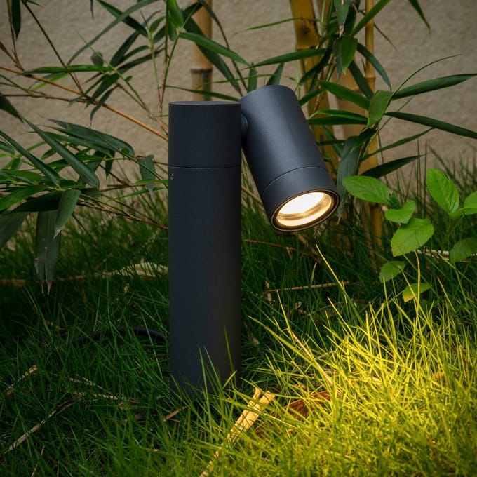 PRIOS - Buitenspots - 1licht - Aluminium, glas - H: 40 cm - GU10 - antraciet