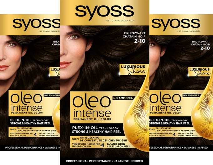 Syoss Oleo Intense - Haarverf - 2-10 - Bruinzwart - 115ml x 3