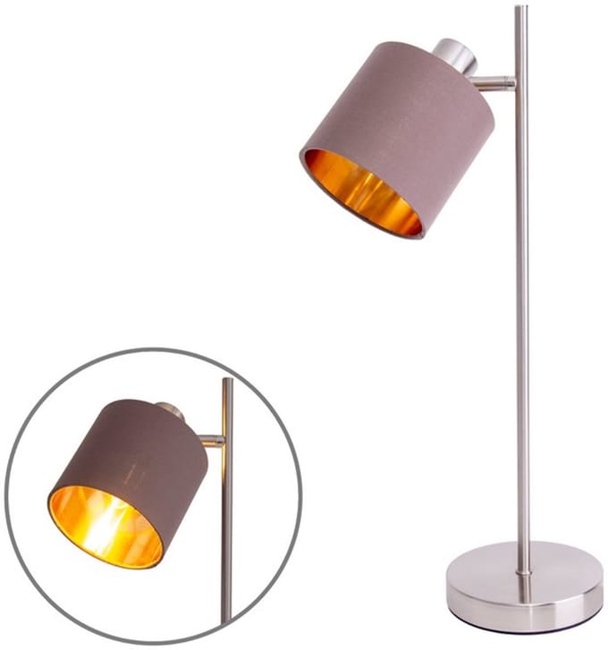 Tafellamp Bureaulamp "Maron" hoogte 51cm E14 Metaal Textiel Bruin