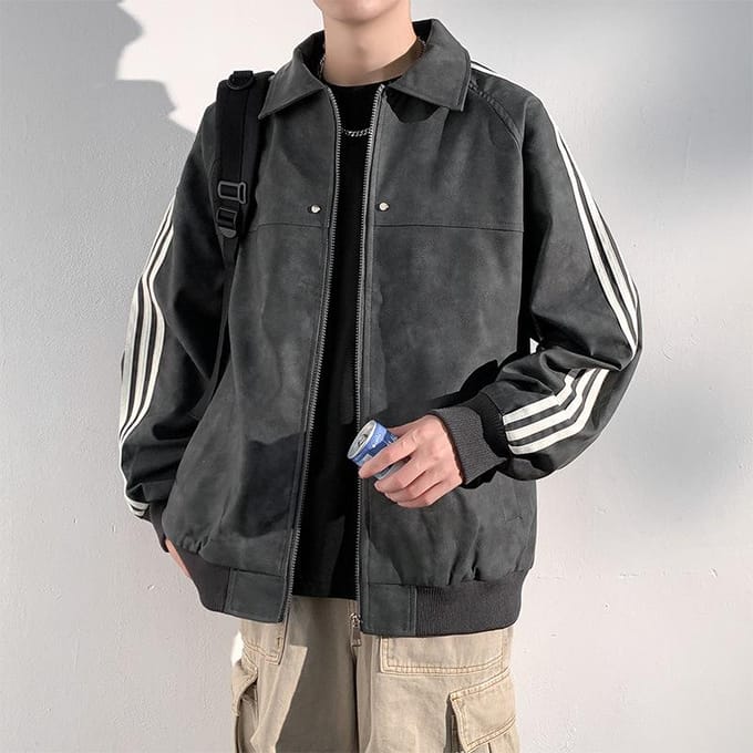 Herfst Nieuwe Jas Heren Modieuze Revers Drie-balk Top Jas Heren 2XL grijs