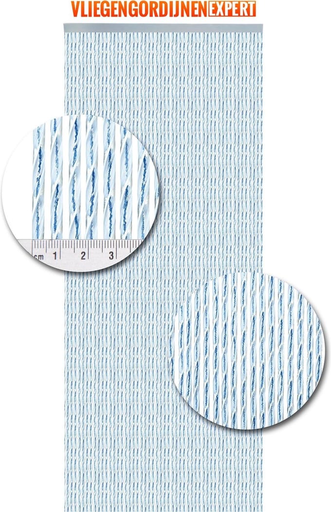 Vliegengordijnenexpert Bali - Vliegengordijn - 92x210 cm - Transparant Blauw