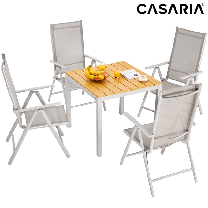 Casaria Tuinset Bern 4+1 Aluminium – Verstelbaar Klapbaar - Beige