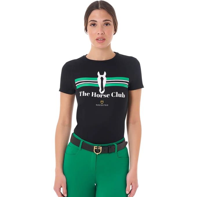 Katoenen dames-T-shirt Equestro stripe