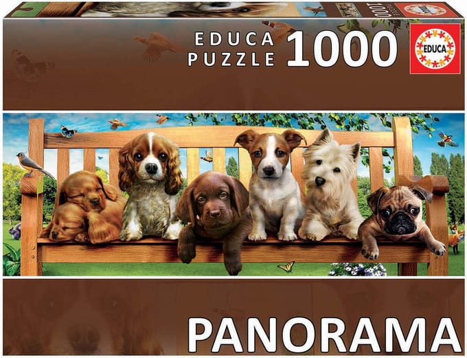 Educa - Panorama Legpuzzel - Puppies op de Bank - 1000 stukjes