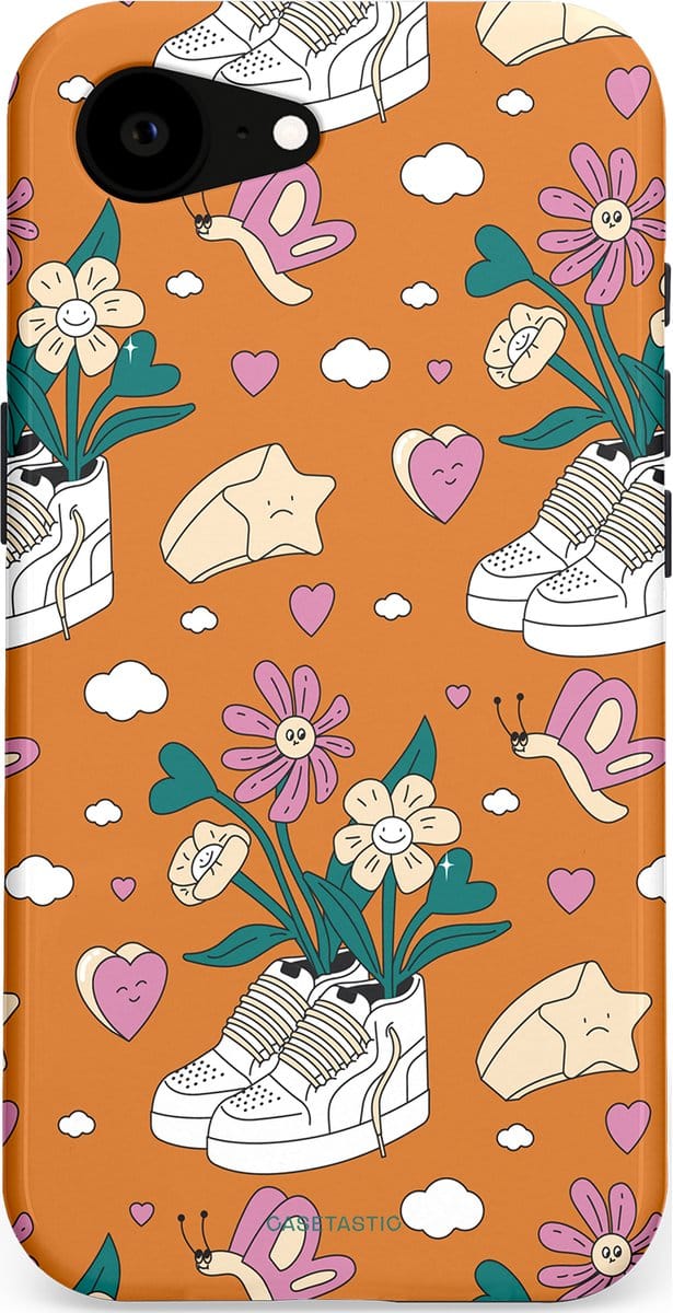 Casetastic hoesje geschikt voor Apple iPhone 16e / Apple iPhone 17e - MagSafe - Dubbellaagse bescherming - Hartentuin - Fashion Case - Terracotta Zand Lichtgrijs