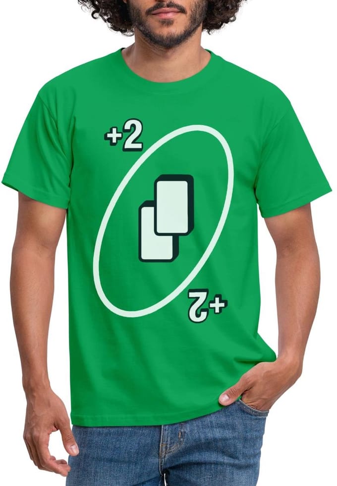 UNO +2 Kaart Kostuum Neem 2 T-Shirt Heren