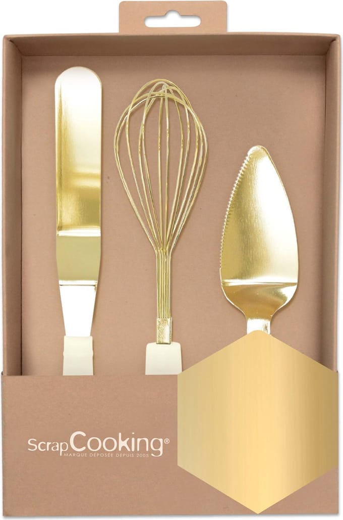 ScrapCooking Spatel, Garde en Taartschep Goud set/3
