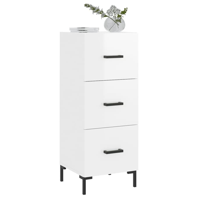 vidaXL - Dressoir - 34,5x34x90 - cm - bewerkt - hout - hoogglans - wit