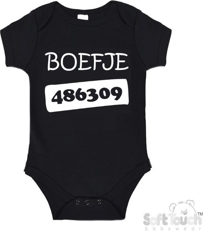 100% Katoenen Romper "Boefje 486309" Unisex Katoen Zwart/wit 56/62