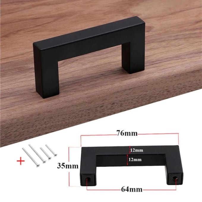 DW4Trading RVS Handgreep met Schroeven - Keuken Meubel Deur - Zwart - 76 mm