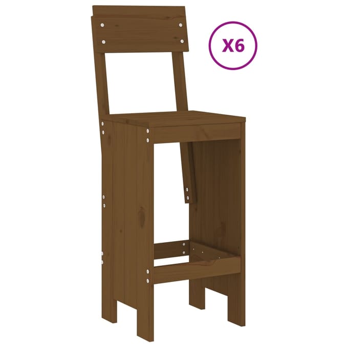 vidaXL - 7-delige - Tuinbarset - massief - grenenhout - honingbruin