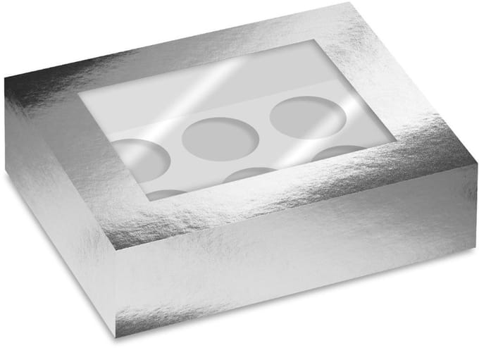 Simply Making Cupcake Box Venster Zilver Metallic 6 pk/2