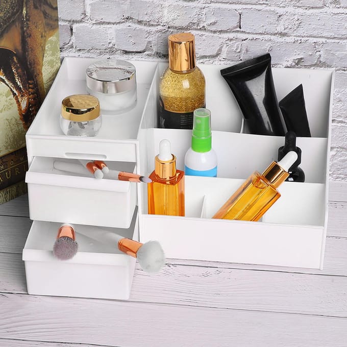 Professionele Make-up Koffer Cosmetische Opbergdoos Bureau Beauty Organizer met LadeWit wit