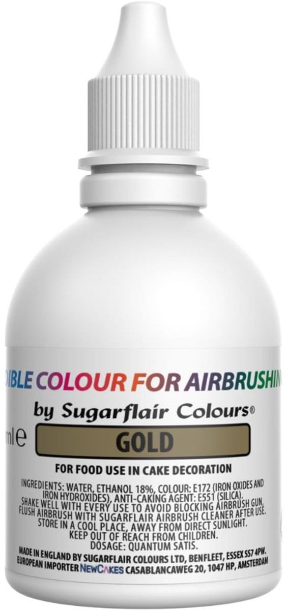 Sugarflair Airbrush Kleurstof - Goud - 60ml - Eetbare Kleurstof