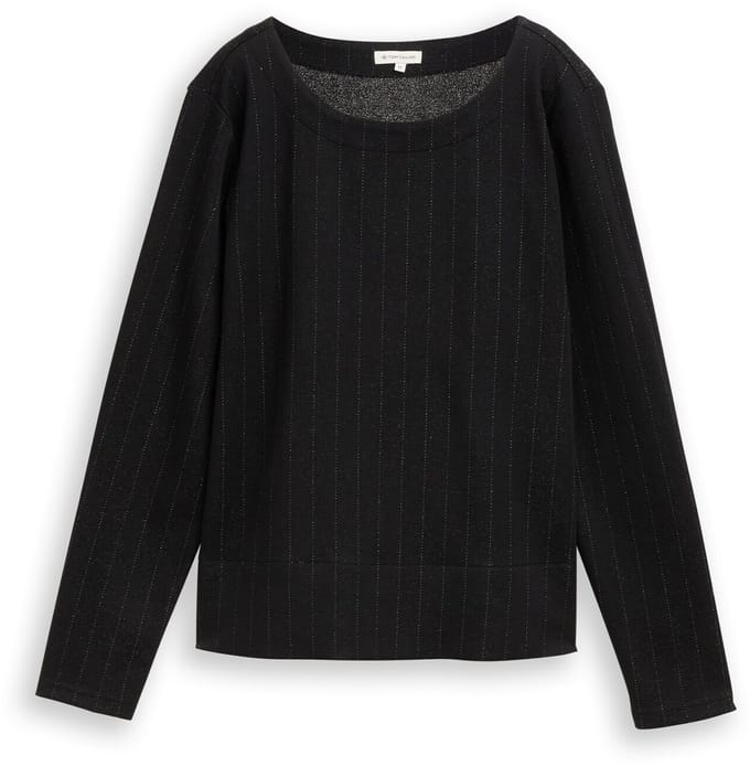 Tom Tailor - Shirt met lange mouwen met glittereffect - Maat XL - pinstripe with lurex