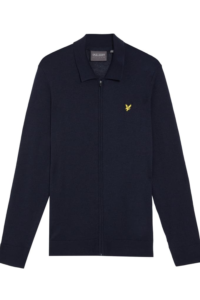 Lyle & Scott Lightweight Knitted Collared Cardigan Dark Navy Taglia: M | Cardigan Outlet | Uomo | Blu