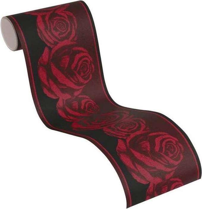 ROZEN BEHANGRAND | Bloemmotief - rood zwart - A.S. Création Only Borders 11