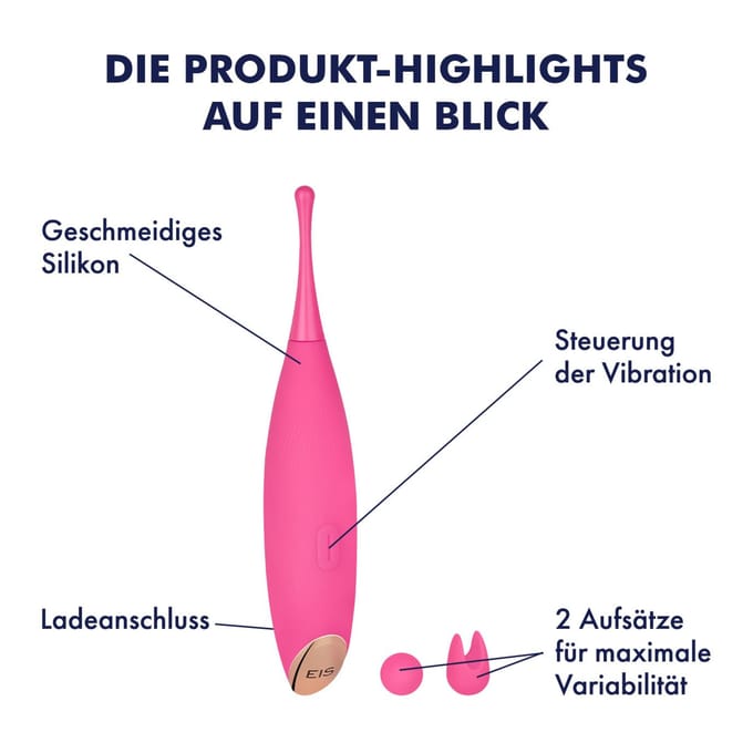 EIS, vibrator, 'oplegvibrator met 2 accessoires, 17 cm' waterdicht, oplaadbaar, huidvriendelijke siliconen