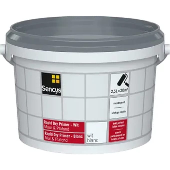 Sencys Rapid Dry Primer - Muur En Plafond - Mat Wit - 2,5l