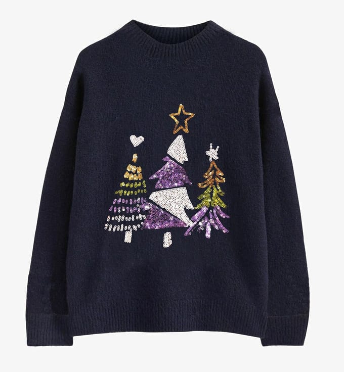 Starry Indigo - Kersttrui / Sweater Meisjes met Glitter | Kerstboom