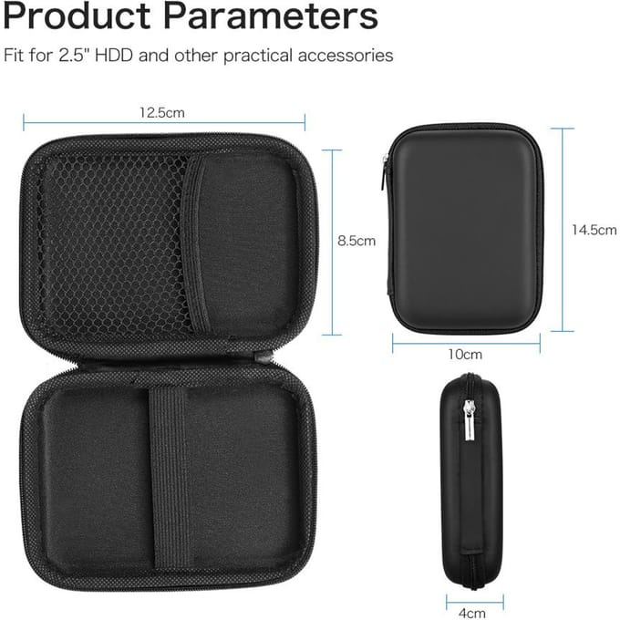 EVA Antichoc 2,5 pouces Étui de Transport pour Disque Dur Pochette Sac 2,5 noir