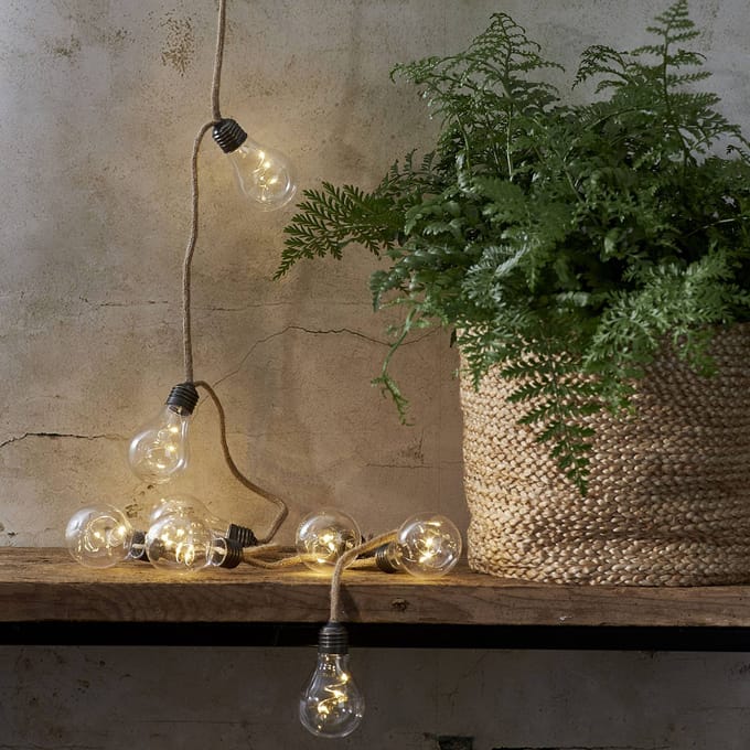 STAR TRADING Lichtketting Jutta Jute batterijvoeding 10 lampen