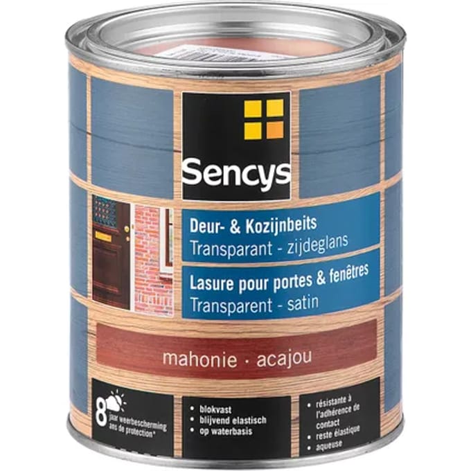 Sencys Beits Ramen En Deuren Semi-transparant Zijdeglans Mahonie 0,75l