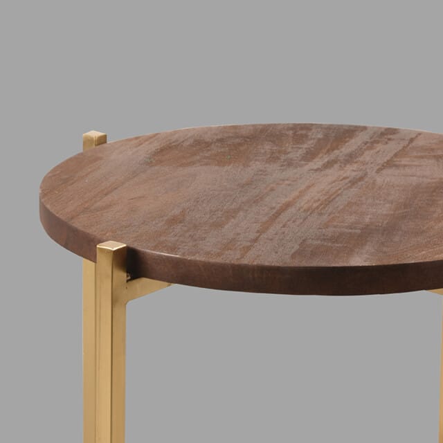LABEL51 Dox Bijzettafel - Bruin - Hout - 40 cm Goud