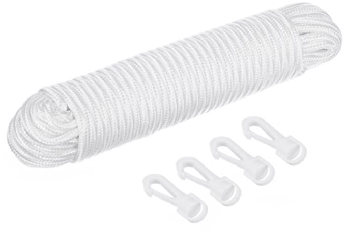 80ft Nylon Vlaggenlijn met Clips - 1/4 Inch Dikke Haringlijn