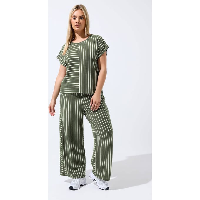 Limited Collection Kakigroene Broek Met Strepen Size 42
