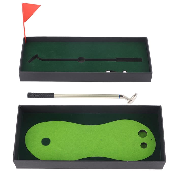 Desktop Klein Golfspel Oefenset Balpen Putters Golfbal Puttingmat Vlag black