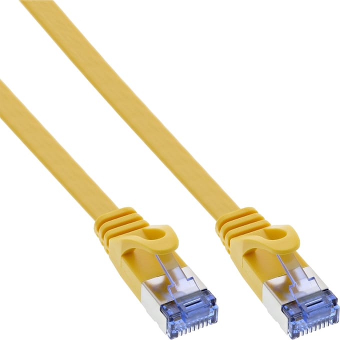 InLine® Patchkabel plat, U/FTP, Cat.6A, geel, 10m