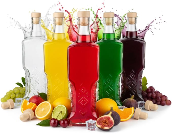 Bimberek - Glazen Flessen 500ml - Met Kurk - Traditioneel Design
