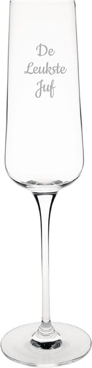 Gegraveerde Champagneglas 27cl De Leukste Juf