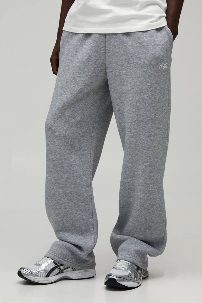 Basic Baggy Men's Script Joggingbroek | Grey Marl | Size 5XL