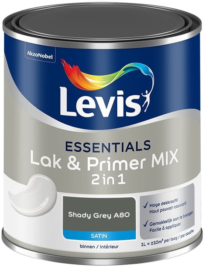 Levis - Essentials Lak & Primer Mix - Shady Grey A80 - Mengverf - 1 L