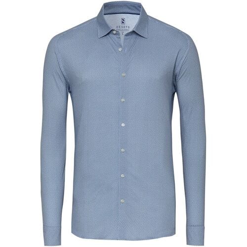 Desoto Overhemd Metric Mini Abstract Pattern Blauw-Cognac / male