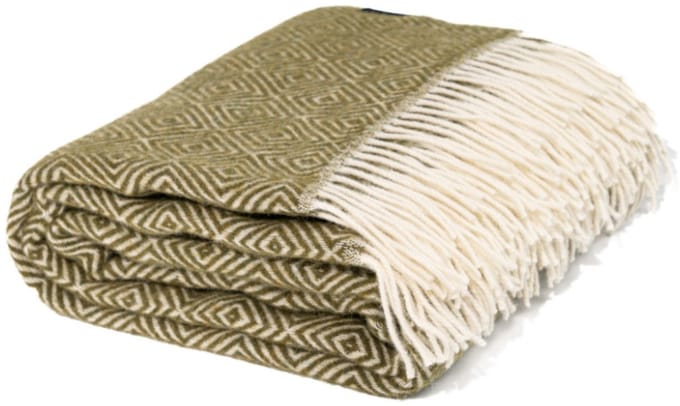 WOOOL Plaid - Diamond (Mosgroen) - 140x200cm - 100% Wol