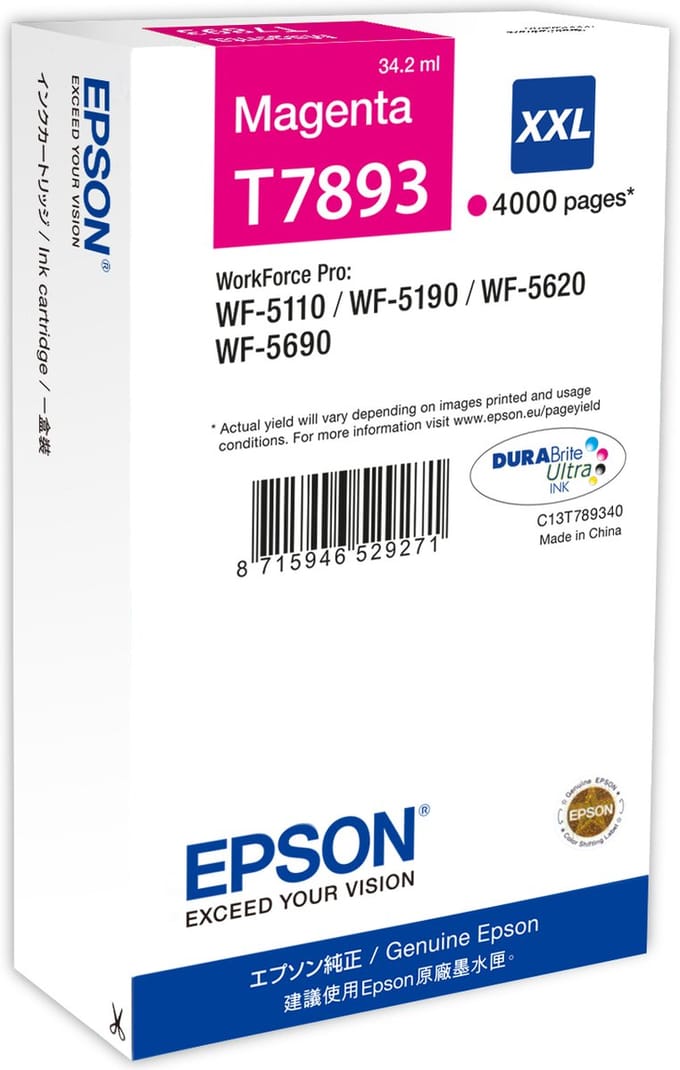 Epson T7893XXL - Inktcartridge / Magenta / Extra Hoge Capaciteit