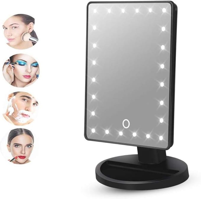 Verlichte Make-up Spiegel - Vanity Tafelspiegel - Schoonheidsroutine Optimaliseren - 24 LED Verlichting - 180° Draaibaar - Wit