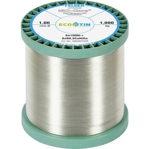 Felder ISO-Core Clear Sn100Ni+ Soldeertin Spoel Sn99,25Cu0,7Ni0,05 1.000 kg 1 mm