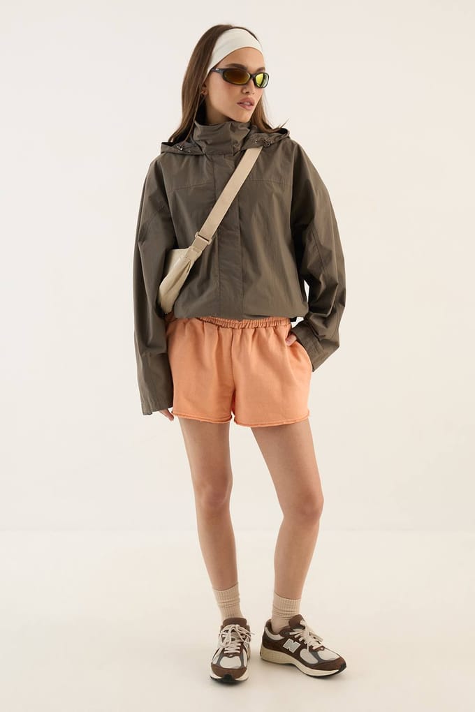 Dames Dsgn Studio Trechterkraag Capuchon Waterdichte Windjack | Paddestoel | Maat: 3XL