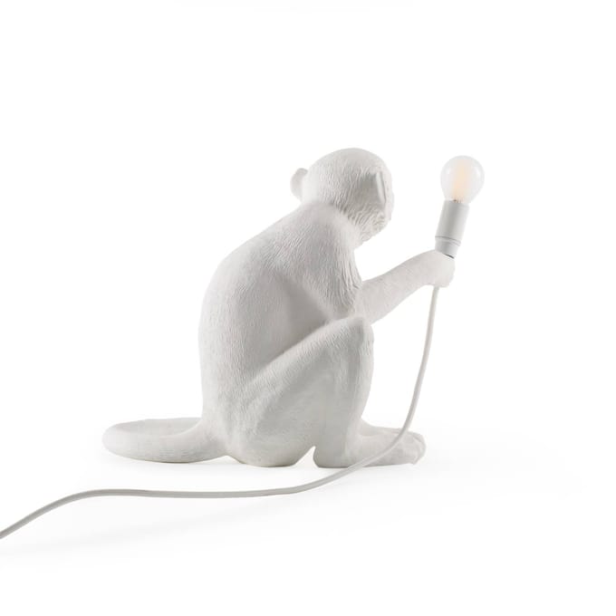 SELETTI LED decoratie-tafellamp Monkey Lamp, wit, zittend