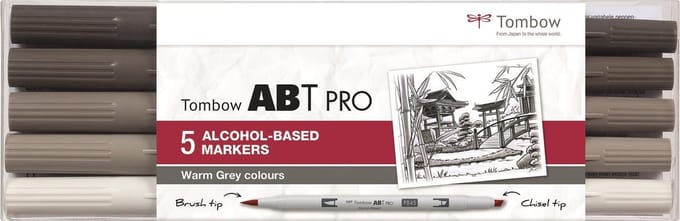 Tombow ABT Pro setÂ Warm grey colors 5 stuks