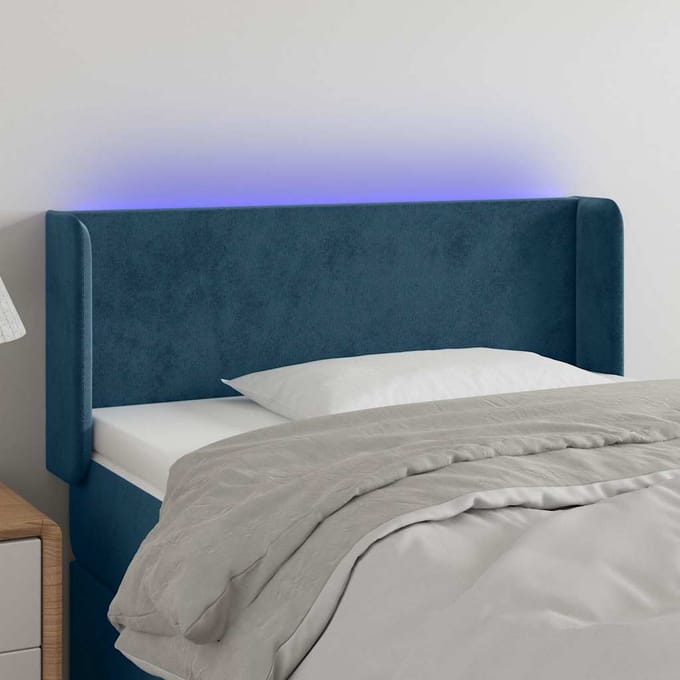 vidaXL - Hoofdbord - LED - 103x16x78/88 - cm - fluweel - donkerblauw